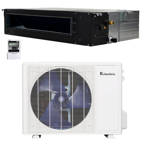 18,000 Btu 20 SEER2 Klimaire Ducted Recessed Mini-split Inverter Air Conditioner Heat Pump System 220V