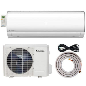 9,000 BTU Klimaire 15.2 SEER Ductless Mini-Split Inverter Air Conditioner Heat Pump WiFi Enabled System with 15 Ft Installation Kit (115 Volt)